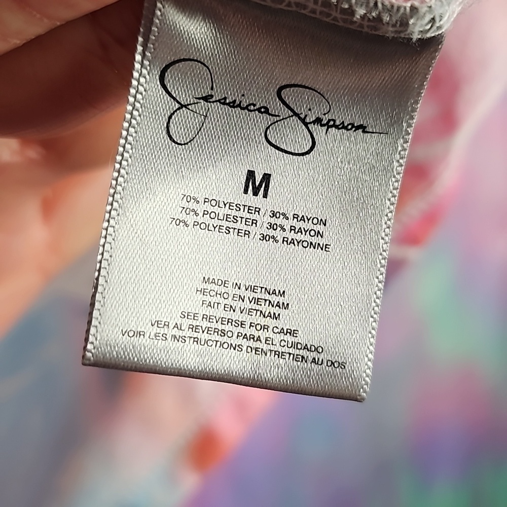 Jessica Simpson Pink Purple Blue Neon Tie Dye Tank Top Open Back Size Medium - Picture 12 of 13